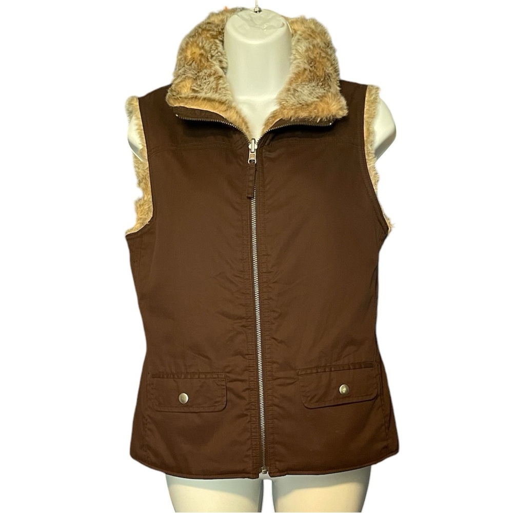 Y2K GAP reversible faux fur vest XS